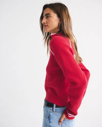 Abercrombie & Fitch Kansas City Chiefs Mockneck Zipper Cardigan In Red