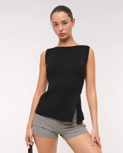 Abercrombie & Fitch Asymmetrical Button Sweater Tank In Black