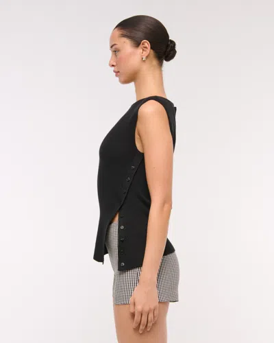 Abercrombie & Fitch Asymmetrical Button Sweater Tank In Black