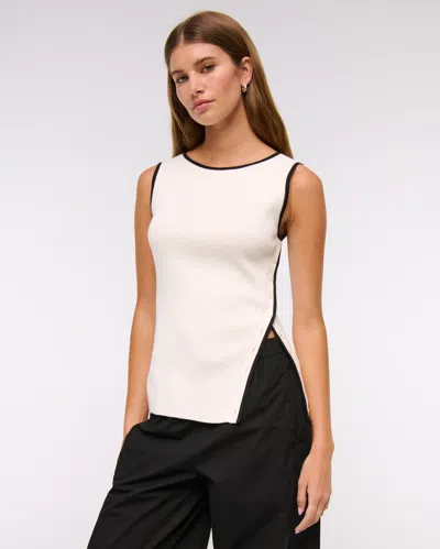 Abercrombie & Fitch Asymmetrical Button Sweater Tank In White