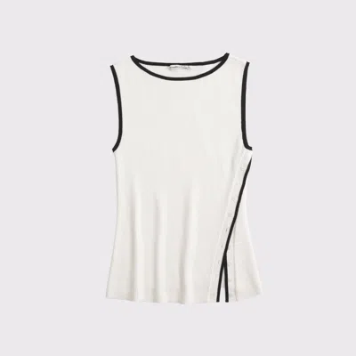 Abercrombie & Fitch Asymmetrical Button Sweater Tank In White