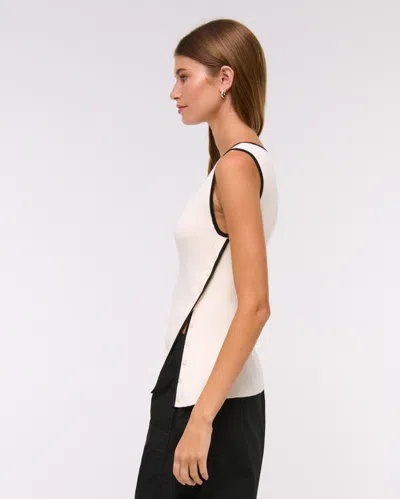 Abercrombie & Fitch Asymmetrical Button Sweater Tank In White