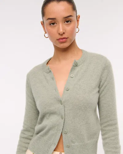 Abercrombie & Fitch Cashmere Crew Cardigan In Gray