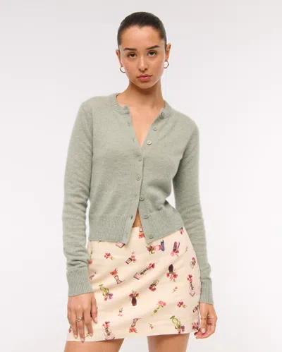 Abercrombie & Fitch Cashmere Crew Cardigan In Gray