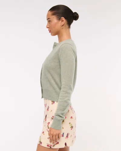 Abercrombie & Fitch Cashmere Crew Cardigan In Gray