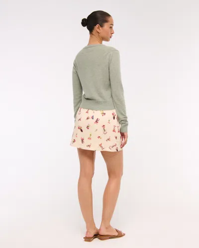 Abercrombie & Fitch Cashmere Crew Cardigan In Gray