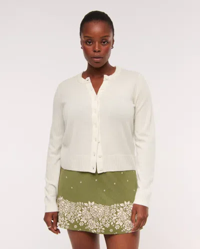 Abercrombie & Fitch Cashmere Crew Cardigan In White