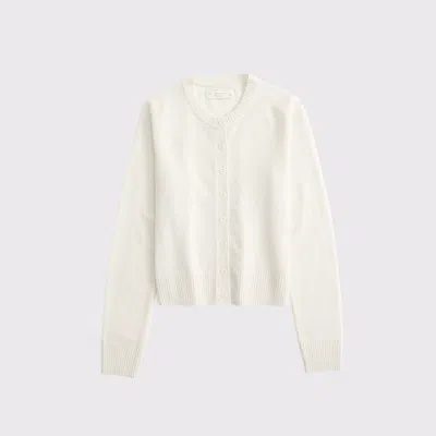 Abercrombie & Fitch Cashmere Crew Cardigan In White