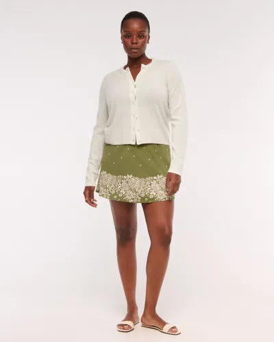 Abercrombie & Fitch Cashmere Crew Cardigan In White