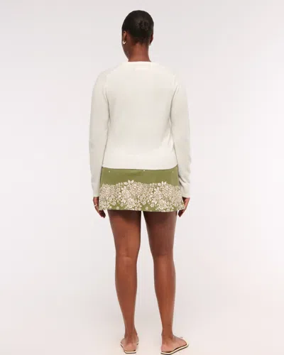 Abercrombie & Fitch Cashmere Crew Cardigan In White