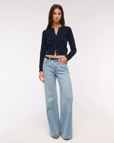 Abercrombie & Fitch Cashmere Crew Cardigan In Purple