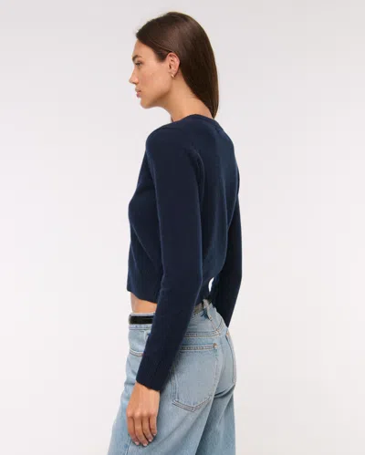 Abercrombie & Fitch Cashmere Crew Cardigan In Purple