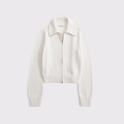 Abercrombie & Fitch Double Zipper Cardigan In White