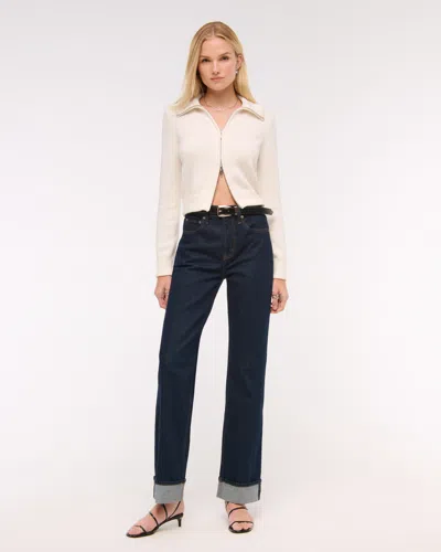 Abercrombie & Fitch Double Zipper Cardigan In White