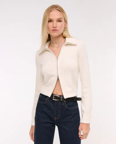 Abercrombie & Fitch Double Zipper Cardigan In White