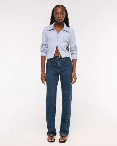 Abercrombie & Fitch Double Zipper Cardigan In Blue