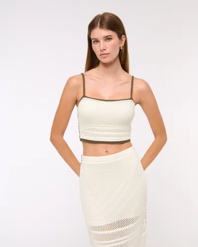 Abercrombie & Fitch Square Neck Crochet-style Bra Top In White