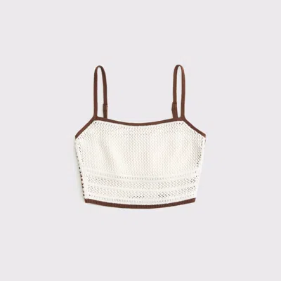 Abercrombie & Fitch Square Neck Crochet-style Bra Top In White