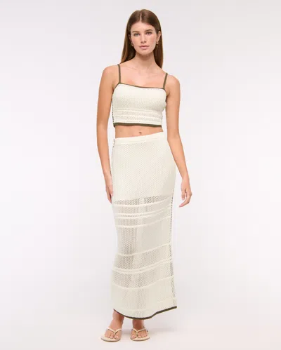 Abercrombie & Fitch Square Neck Crochet-style Bra Top In White