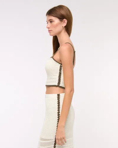 Abercrombie & Fitch Square Neck Crochet-style Bra Top In White