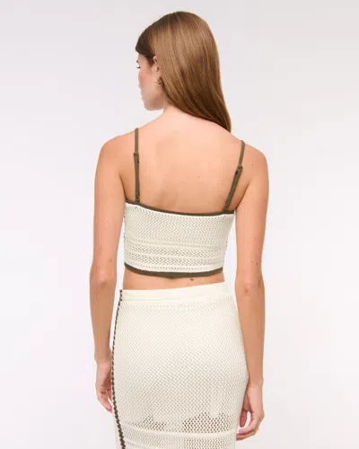 Abercrombie & Fitch Square Neck Crochet-style Bra Top In White