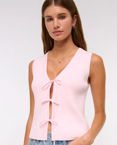 Abercrombie & Fitch Tie-front V-neck Sweater Vest In Pink