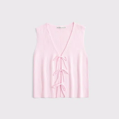 Abercrombie & Fitch Tie-front V-neck Sweater Vest In Pink