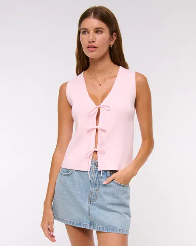 Abercrombie & Fitch Tie-front V-neck Sweater Vest In Pink