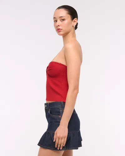 Abercrombie & Fitch Twist Sweater Tube Top In Red