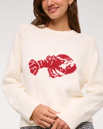 Abercrombie & Fitch The A&f Madeline Lobster Crew Sweater In White