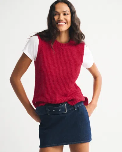 Abercrombie & Fitch Textural Crew Sweater Shell Tank In Red