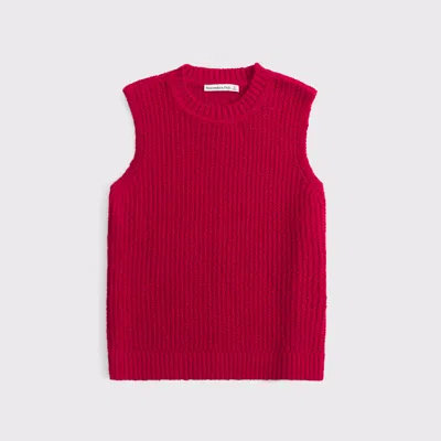 Abercrombie & Fitch Textural Crew Sweater Shell Tank In Red