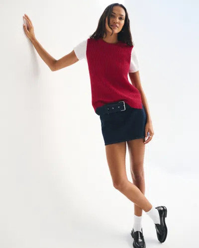 Abercrombie & Fitch Textural Crew Sweater Shell Tank In Red