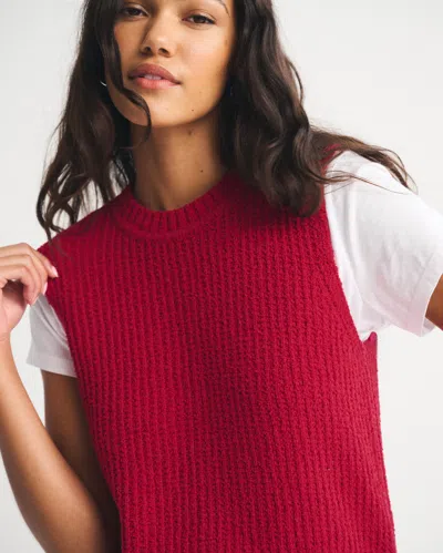 Abercrombie & Fitch Textural Crew Sweater Shell Tank In Red