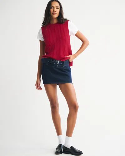 Abercrombie & Fitch Textural Crew Sweater Shell Tank In Red