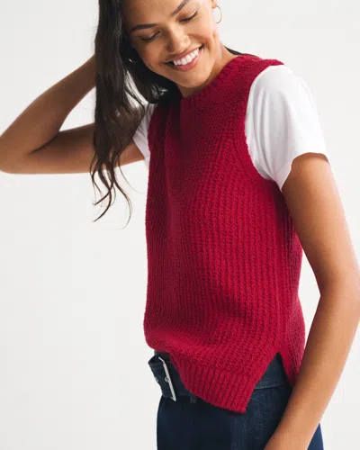 Abercrombie & Fitch Textural Crew Sweater Shell Tank In Red
