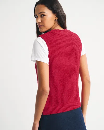 Abercrombie & Fitch Textural Crew Sweater Shell Tank In Red