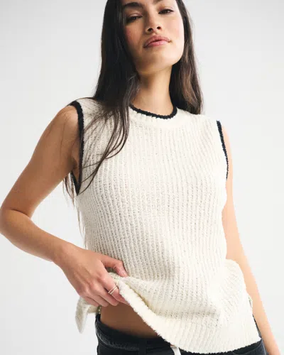 Abercrombie & Fitch Textural Crew Sweater Shell Tank In White