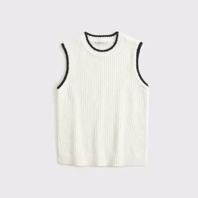 Abercrombie & Fitch Textural Crew Sweater Shell Tank In White