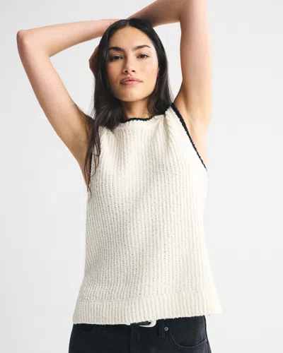 Abercrombie & Fitch Textural Crew Sweater Shell Tank In White