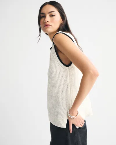 Abercrombie & Fitch Textural Crew Sweater Shell Tank In White
