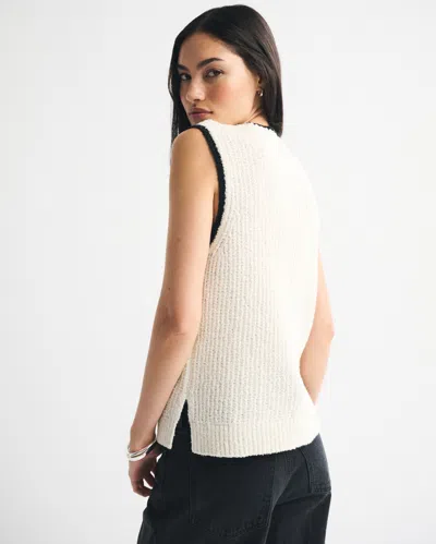Abercrombie & Fitch Textural Crew Sweater Shell Tank In White