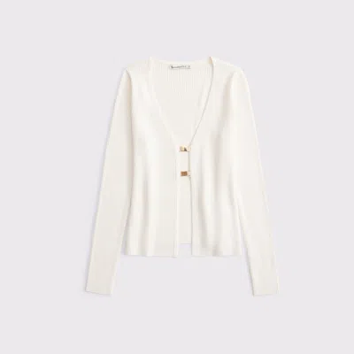 Abercrombie & Fitch Slim Hardware Cardigan In White