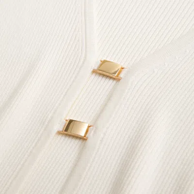 Abercrombie & Fitch Slim Hardware Cardigan In White