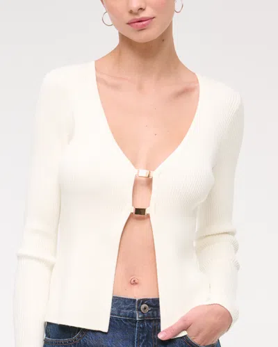 Abercrombie & Fitch Slim Hardware Cardigan In White