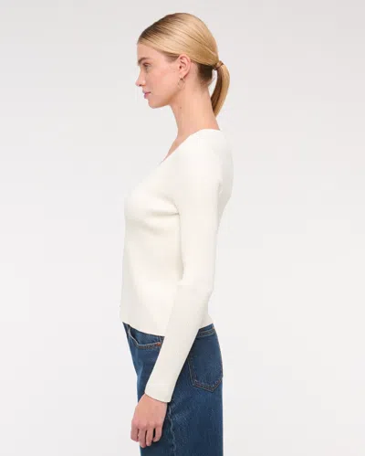 Abercrombie & Fitch Slim Hardware Cardigan In White