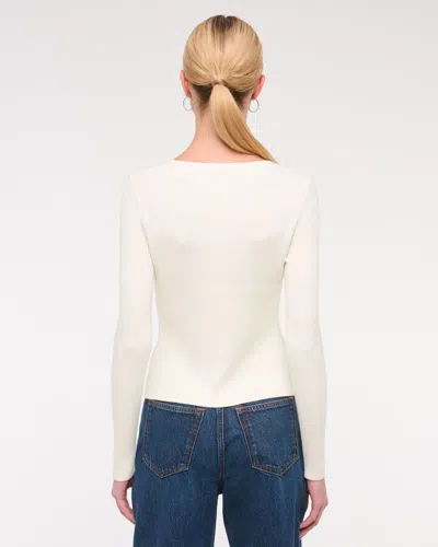 Abercrombie & Fitch Slim Hardware Cardigan In White