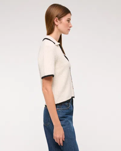 Abercrombie & Fitch Short-sleeve Crochet-style Polo In White