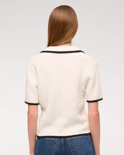 Abercrombie & Fitch Short-sleeve Crochet-style Polo In White