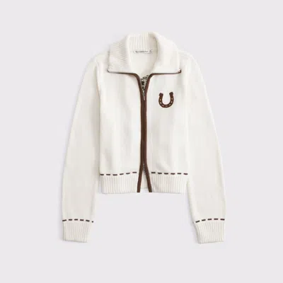 Abercrombie & Fitch Double Zipper Western Cardigan In White